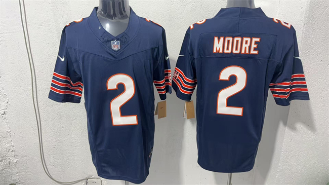 Men's Navy Chicago Bears #2 D.J. Moore 2026 F.U.S.E. Vapor Untouchable Limited Stitched Football Jersey